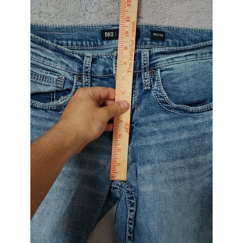 BKE Jeans Men 30x34 Jake Straight Leg Regular Fit Blue Acid Wash Cotton Stretch - Picture 10 of 13